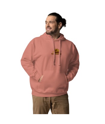 Sweat à capuche unisexe en coton Camperfan marron/yellow brodé français