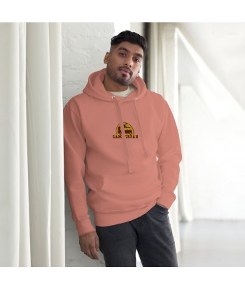 Sweat à capuche unisexe en coton Camperfan marron/yellow brodé français