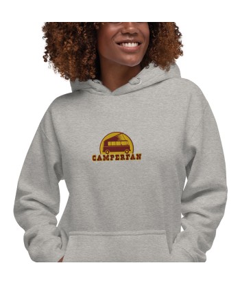 Sweat à capuche unisexe en coton Camperfan marron/yellow brodé français