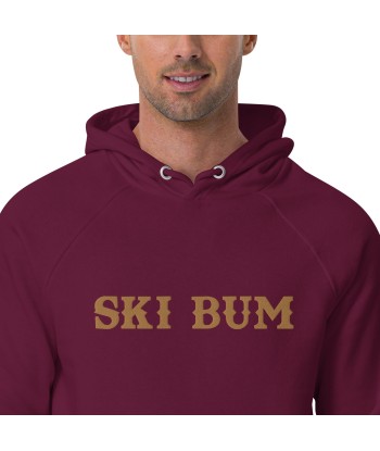 Sweat à capuche écologique Raglan unisexe Ski Bum grand motif brodé old gold l'évolution des habitudes 