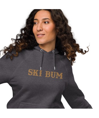 Sweat à capuche écologique Raglan unisexe Ski Bum grand motif brodé old gold l'évolution des habitudes 