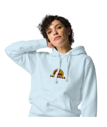 Sweat à capuche unisexe en coton Camperfan marron/yellow brodé français