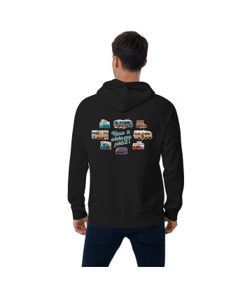 Sweat à capuche écologique Raglan unisexe Square Vintage Campers Home is where you park it brodé blanc Véritable concentré