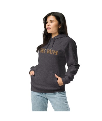 Sweat à capuche écologique Raglan unisexe Ski Bum grand motif brodé old gold l'évolution des habitudes 