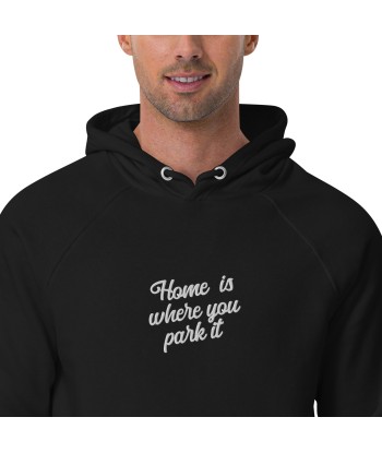 Sweat à capuche écologique Raglan unisexe Square Vintage Campers Home is where you park it brodé blanc Véritable concentré