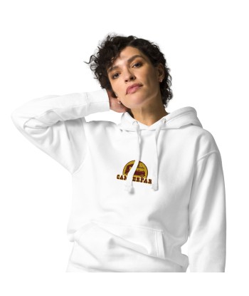 Sweat à capuche unisexe en coton Camperfan marron/yellow brodé français