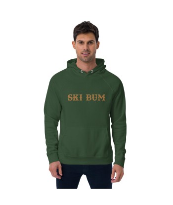 Sweat à capuche écologique Raglan unisexe Ski Bum grand motif brodé old gold l'évolution des habitudes 