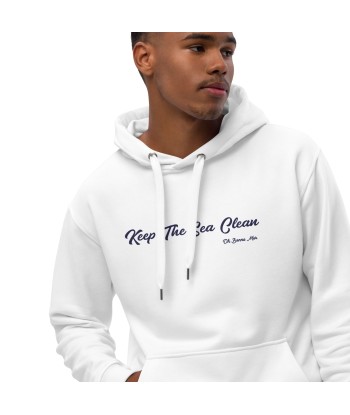 Sweat à capuche premium écologique Keep the Sea Clean Navy brodé pas chere