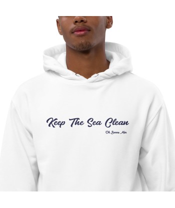 Sweat à capuche premium écologique Keep the Sea Clean Navy brodé pas chere