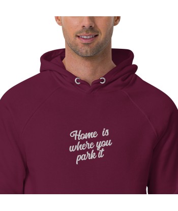 Sweat à capuche écologique Raglan unisexe Square Vintage Campers Home is where you park it brodé blanc Véritable concentré