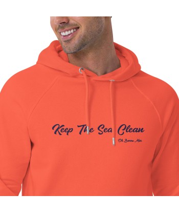 Sweat à capuche écologique Raglan unisexe Keep The Sea Clean grand motif brodé navy de la marque