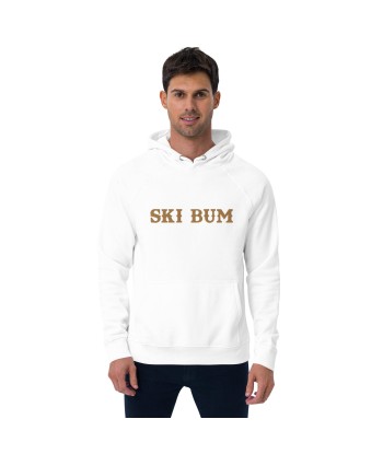 Sweat à capuche écologique Raglan unisexe Ski Bum grand motif brodé old gold l'évolution des habitudes 