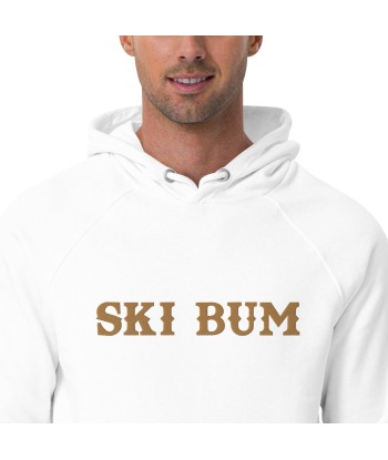 Sweat à capuche écologique Raglan unisexe Ski Bum grand motif brodé old gold l'évolution des habitudes 