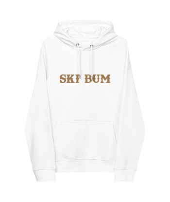 Sweat à capuche écologique Raglan unisexe Ski Bum grand motif brodé old gold l'évolution des habitudes 