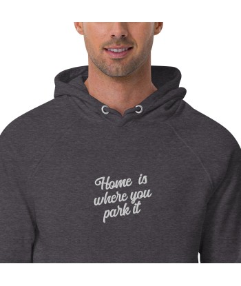 Sweat à capuche écologique Raglan unisexe Square Vintage Campers Home is where you park it brodé blanc Véritable concentré