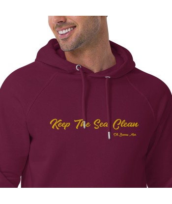 Sweat à capuche écologique Raglan unisexe Keep The Sea Clean grand motif brodé gold Vous souhaitez 