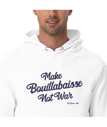 Sweat à capuche écologique Raglan unisexe Make Bouillabaisse Not War grand motif brodé navy de pas cher