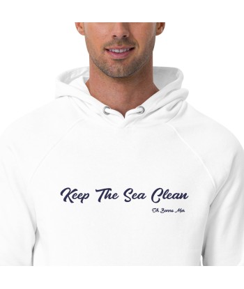 Sweat à capuche écologique Raglan unisexe Keep The Sea Clean grand motif brodé navy de la marque