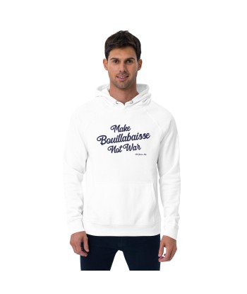 Sweat à capuche écologique Raglan unisexe Make Bouillabaisse Not War grand motif brodé navy de pas cher