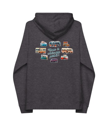 Sweat à capuche écologique Raglan unisexe Square Vintage Campers Home is where you park it brodé blanc Véritable concentré