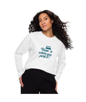 Sweatshirt écologique raglan unisexe Blue Surf Combi Home is where you park it chez Cornerstreet bien 