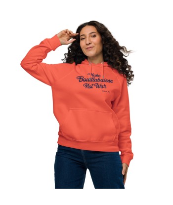 Sweat à capuche écologique Raglan unisexe Make Bouillabaisse Not War grand motif brodé navy de pas cher