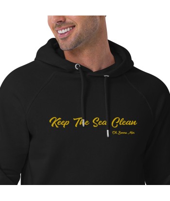 Sweat à capuche écologique Raglan unisexe Keep The Sea Clean grand motif brodé gold Vous souhaitez 