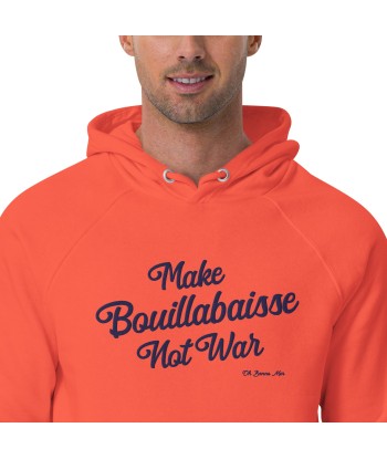 Sweat à capuche écologique Raglan unisexe Make Bouillabaisse Not War grand motif brodé navy de pas cher