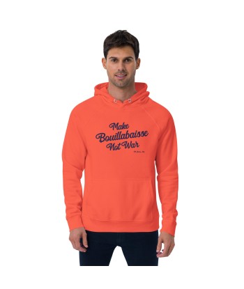 Sweat à capuche écologique Raglan unisexe Make Bouillabaisse Not War grand motif brodé navy de pas cher