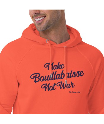 Sweat à capuche écologique Raglan unisexe Make Bouillabaisse Not War grand motif brodé navy de pas cher