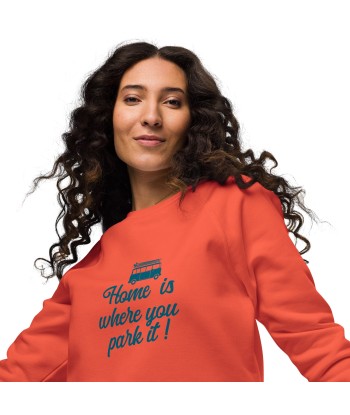 Sweatshirt écologique raglan unisexe Blue Surf Combi Home is where you park it chez Cornerstreet bien 