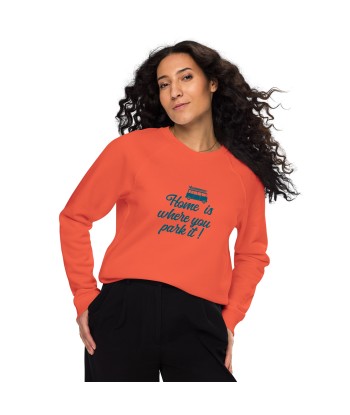 Sweatshirt écologique raglan unisexe Blue Surf Combi Home is where you park it chez Cornerstreet bien 