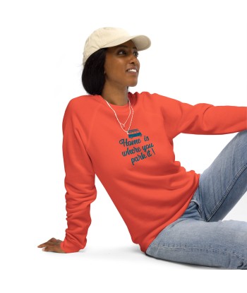 Sweatshirt écologique raglan unisexe Blue Surf Combi Home is where you park it chez Cornerstreet bien 