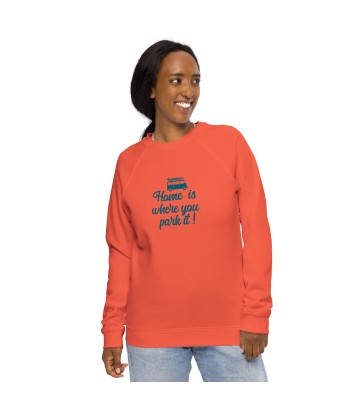 Sweatshirt écologique raglan unisexe Blue Surf Combi Home is where you park it chez Cornerstreet bien 