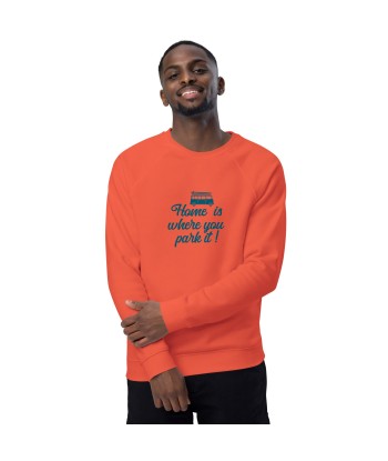 Sweatshirt écologique raglan unisexe Blue Surf Combi Home is where you park it chez Cornerstreet bien 