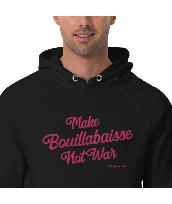 Sweat à capuche écologique Raglan unisexe Make Bouillabaisse Not War grand motif brodé flamingo vous aussi creer 