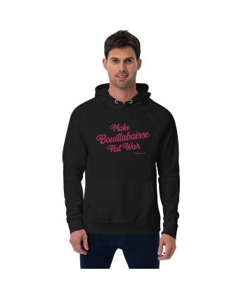 Sweat à capuche écologique Raglan unisexe Make Bouillabaisse Not War grand motif brodé flamingo vous aussi creer 