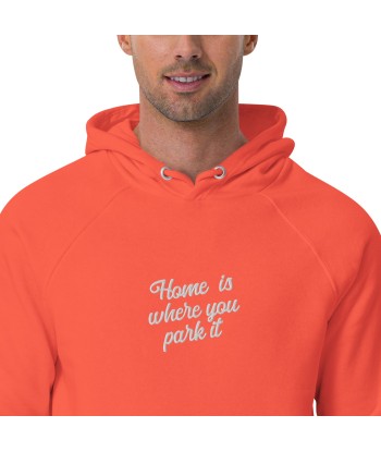 Sweat à capuche écologique Raglan unisexe Square Vintage Campers Home is where you park it brodé blanc Véritable concentré