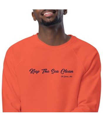 Sweatshirt écologique raglan unisexe Keep The Sea Clean grand motif navy brodé votre restaurant rapide dans 