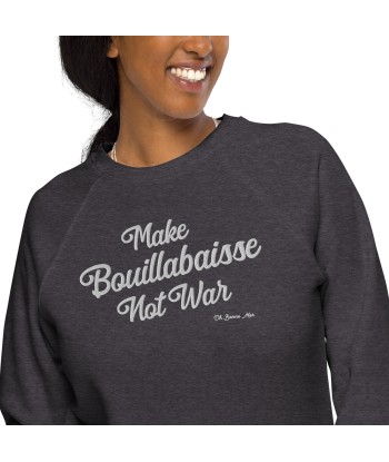 Sweatshirt écologique raglan unisexe Make Bouillabaisse Not War grand motif brodé blanc store