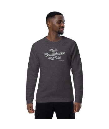 Sweatshirt écologique raglan unisexe Make Bouillabaisse Not War grand motif brodé blanc store