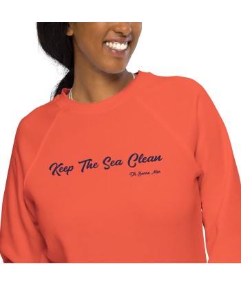 Sweatshirt écologique raglan unisexe Keep The Sea Clean grand motif navy brodé votre restaurant rapide dans 