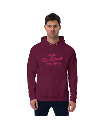 Sweat à capuche écologique Raglan unisexe Make Bouillabaisse Not War grand motif brodé flamingo vous aussi creer 