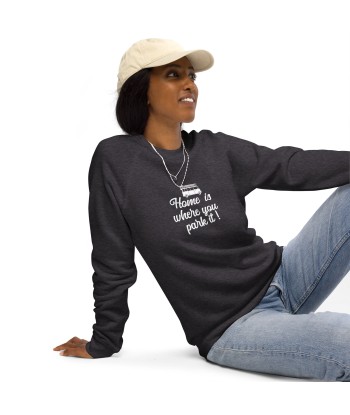 Sweatshirt écologique raglan unisexe White Surf Combi Home is where you park it l'achat 