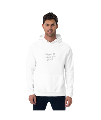 Sweat à capuche écologique Raglan unisexe Square Vintage Campers Home is where you park it brodé blanc Véritable concentré