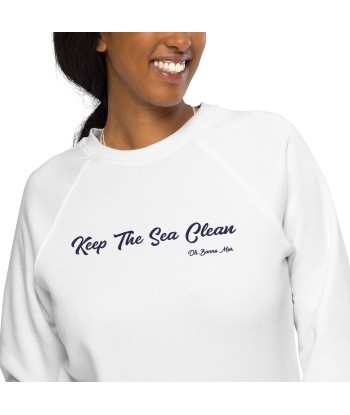 Sweatshirt écologique raglan unisexe Keep The Sea Clean grand motif navy brodé votre restaurant rapide dans 