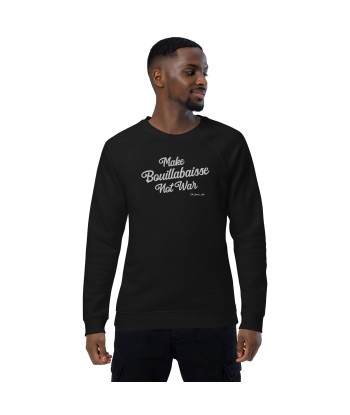 Sweatshirt écologique raglan unisexe Make Bouillabaisse Not War grand motif brodé blanc store