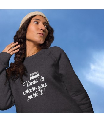 Sweatshirt écologique raglan unisexe White Surf Combi Home is where you park it l'achat 