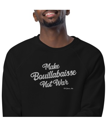 Sweatshirt écologique raglan unisexe Make Bouillabaisse Not War grand motif brodé blanc store