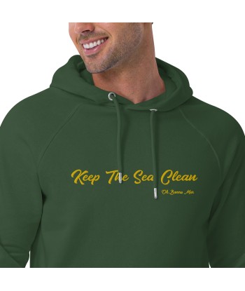 Sweat à capuche écologique Raglan unisexe Keep The Sea Clean grand motif brodé gold Vous souhaitez 